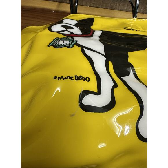 Marc Tetro Boston Terrier Dog Vinyl Purse Tote Yellow And Black CHICAGO - Picture 6 of 6